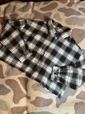 Black & White Plaid Button-Up Shirt